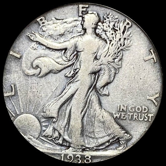 1938-D Silver Half Dollar Walking Liberty LIGHTLY CIRCULATED