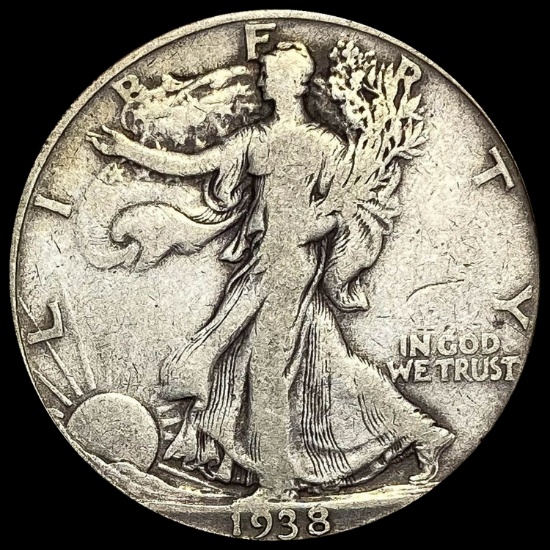 1938-D Silver Walking Liberty Half Dollar LIGHTLY CIRCULATED