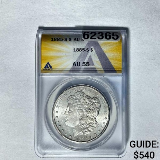 1885-S Morgan Dollar ANACS AU 55 SILVER