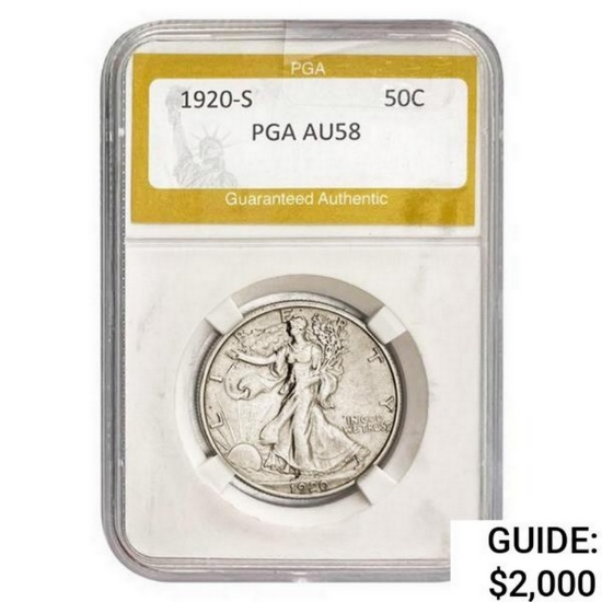 1920-S Walking Liberty Half Dollar PGA  AU58