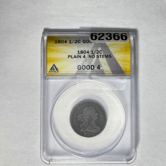 1804 1/2C Draped Bust ANACS Good 4
