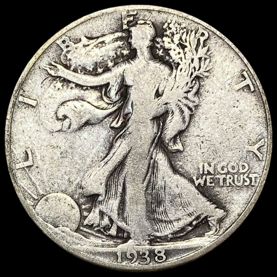1938-D Silver Half Dollar Walking Liberty LIGHTLY CIRCULATED