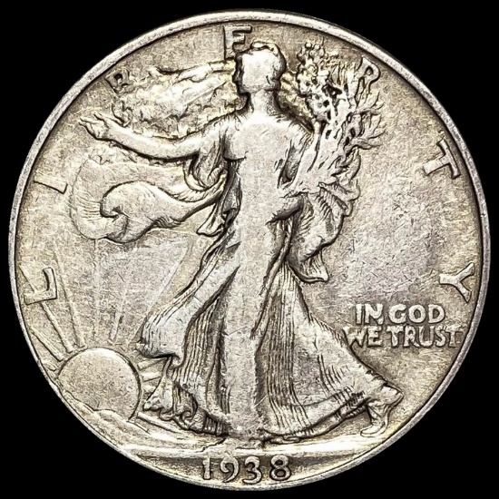 1938-D Silver Half Dollar Walking Liberty LIGHTLY CIRCULATED