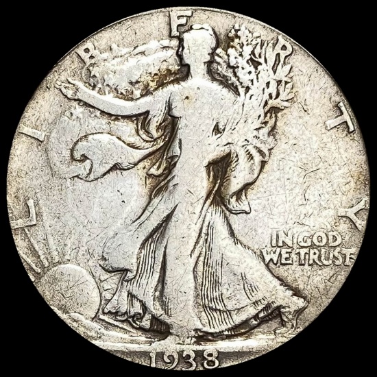 1938-D Silver Walking Liberty Half Dollar LIGHTLY CIRCULATED