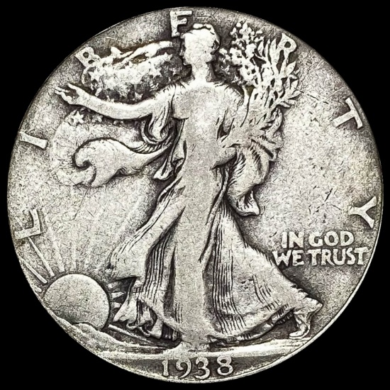 1938-D Silver Half Dollar Walking Liberty LIGHTLY CIRCULATED