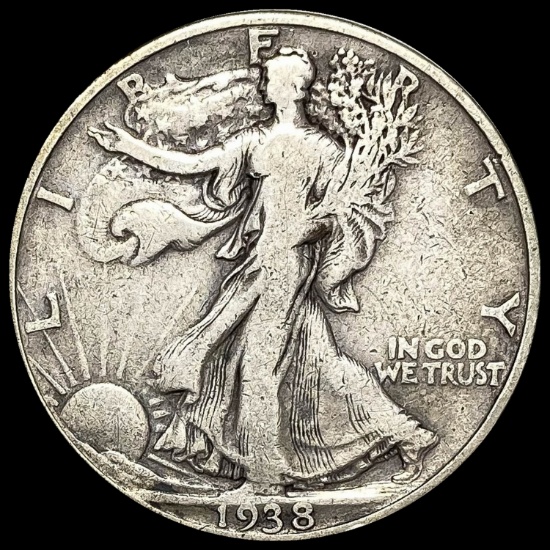 1938-D Silver Half Dollar Walking Liberty LIGHTLY CIRCULATED