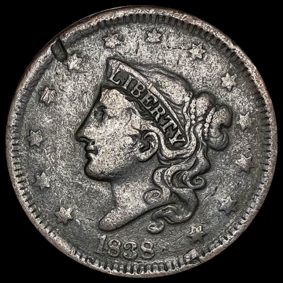 1838 Coronet Head Large Cent LIGHTLY CIRCULATED