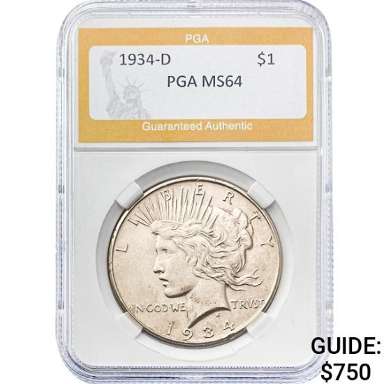 1934-D Silver Peace Dollar PGA MS64