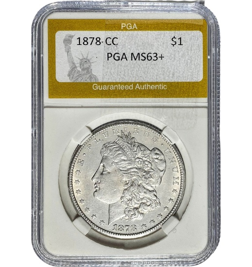 1878-CC Morgan Dollar PGA MS63+ SILVER