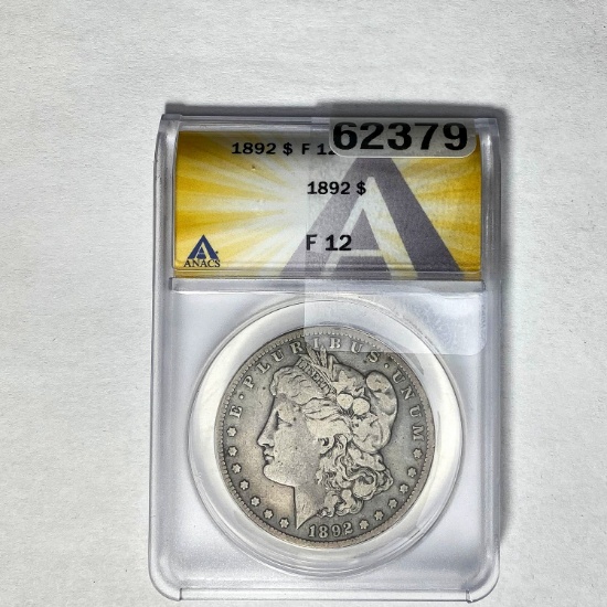 1892 Morgan Dollar ANACS F 12 SILVER