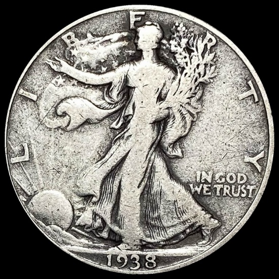 1938-D Silver Walking Liberty Half Dollar LIGHTLY CIRCULATED