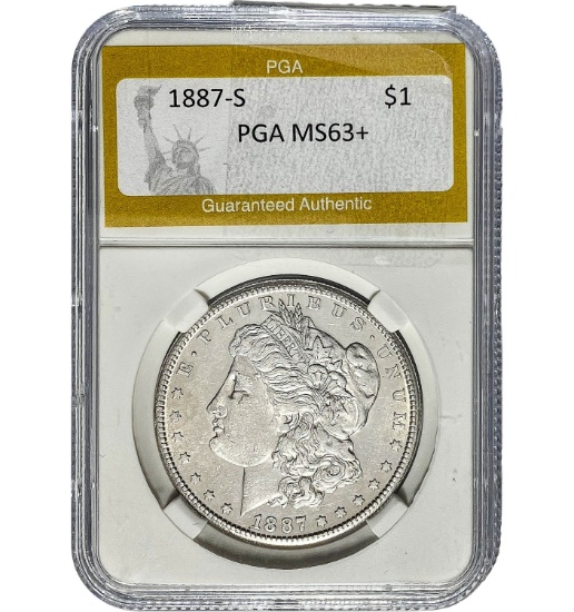 1887-S Morgan Dollar PGA MS63+ SILVER