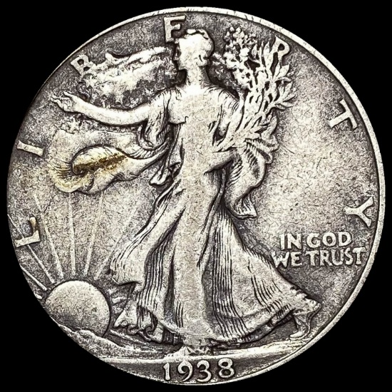 1938-D Silver Half Dollar Walking Liberty LIGHTLY CIRCULATED