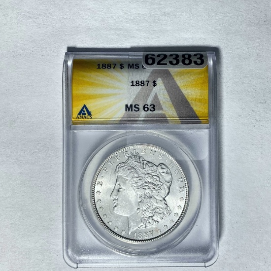 1887 Morgan Dollar ANACS MS 63 SILVER