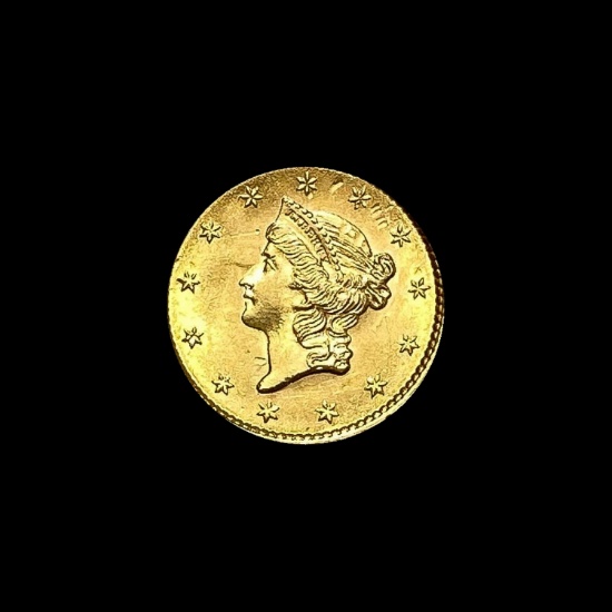 1852 Gold $1 Liberty Head Type 1 SUPERB GEM BU