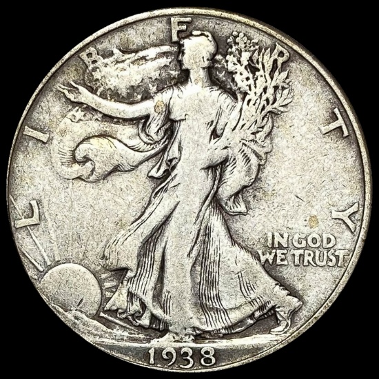 1938-D Silver Half Dollar Walking Liberty NICELY CIRCULATED