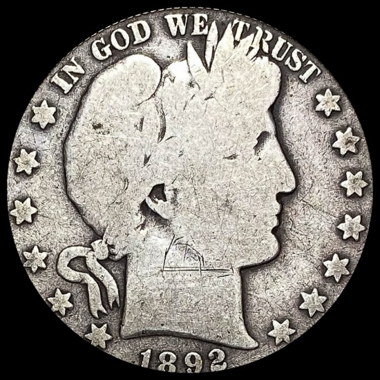 1892-S Silver Barber Half Dollar LIGHTLY CIRCULATED