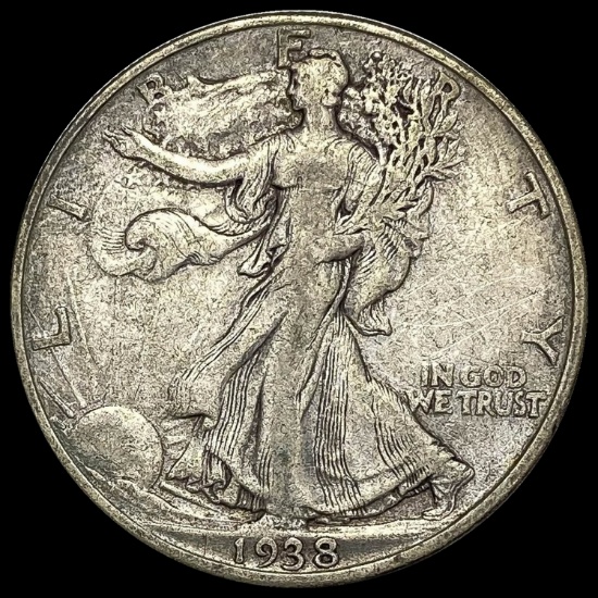 1938-D Silver Walking Liberty Half Dollar LIGHTLY CIRCULATED