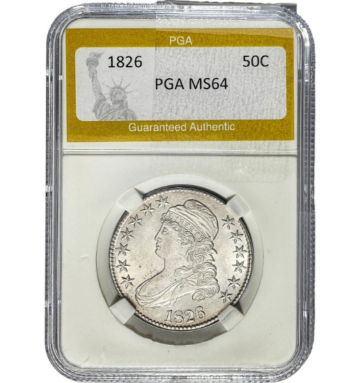 1826 50C Capped Bust PGA MS64