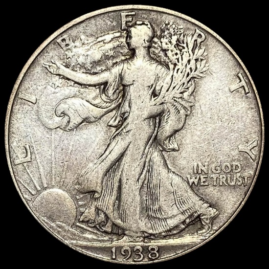 1938-D Silver Walking Liberty Half Dollar LIGHTLY CIRCULATED
