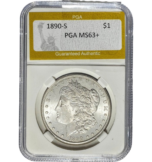 1890-S Morgan Dollar PGA MS63+ SILVER