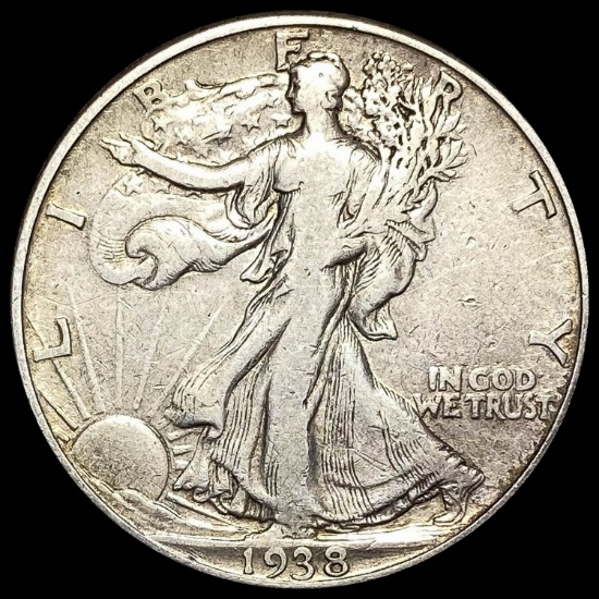 1938-D Silver Walking Liberty Half Dollar LIGHTLY CIRCULATED