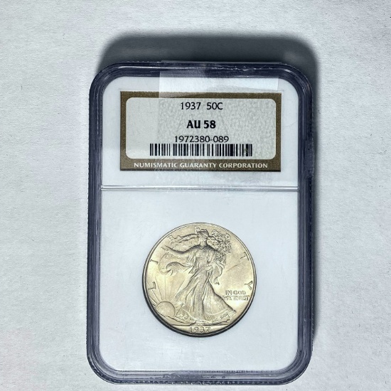 1937 50C Walking Liberty NGC AU 58