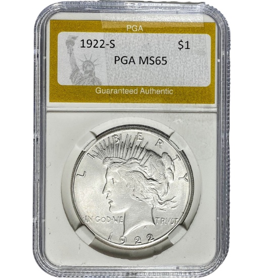 1922-S Peace Dollar PGA MS65 SILVER