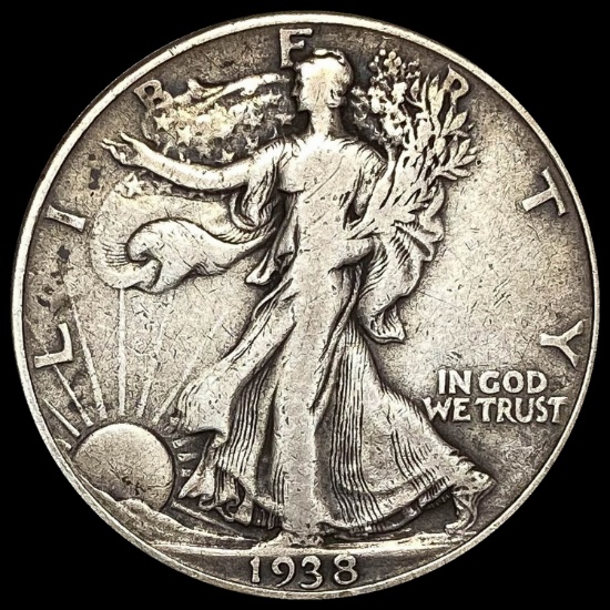 1938-D Silver Half Dollar Walking Liberty LIGHTLY CIRCULATED