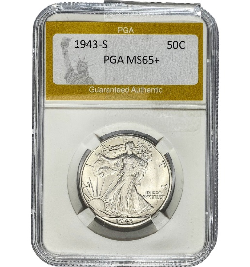 1943-S Walking Liberty Half Dollar PGA MS65+