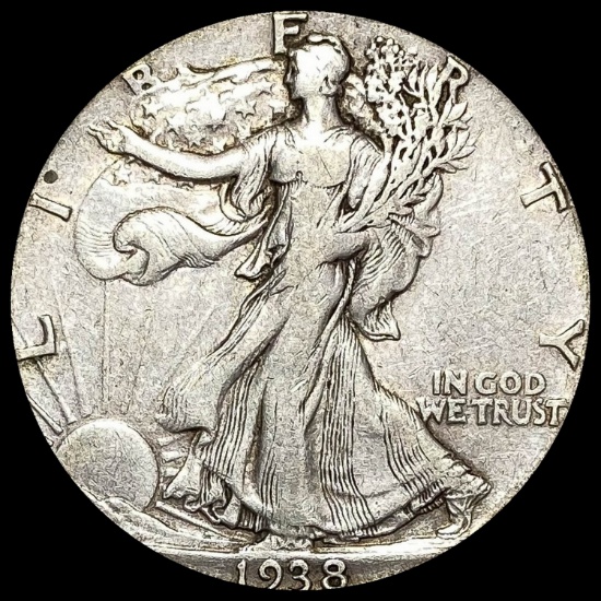 1938-D Silver Half Dollar Walking Liberty LIGHTLY CIRCULATED