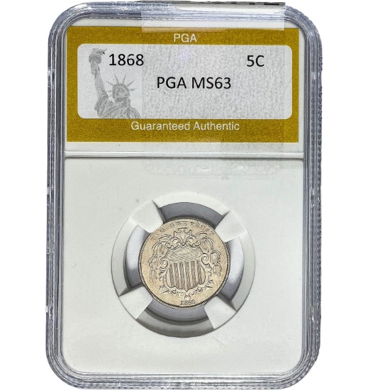 1868 Shield Nickel PGA MS63