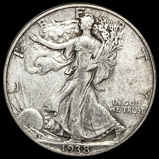 1938-D Silver Half Dollar Walking Liberty LIGHTLY CIRCULATED