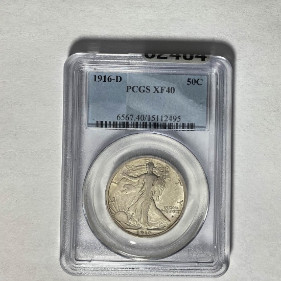 1916-D Walking Liberty Half Dollar PCGS XF40