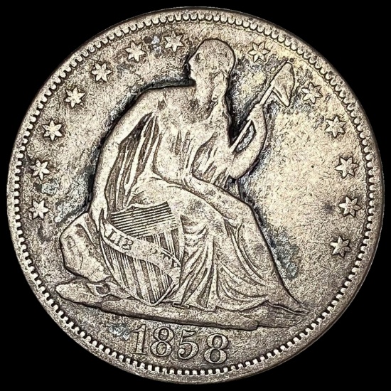 1858 Seated Liberty Half Dollar NEARLY UNCIRCULATED