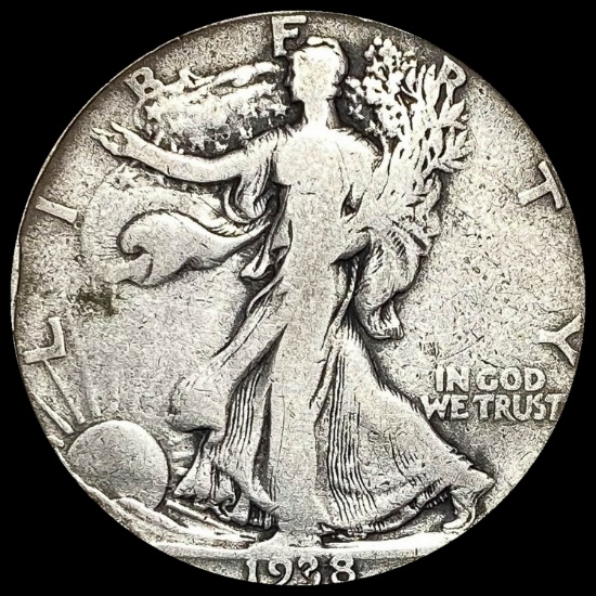 1938-D Silver Walking Liberty Half Dollar LIGHTLY CIRCULATED