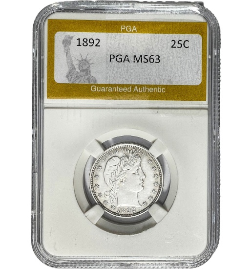 1892 Barber Quarter PGA MS63