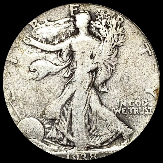 1938-D Silver Walking Liberty Half Dollar LIGHTLY CIRCULATED