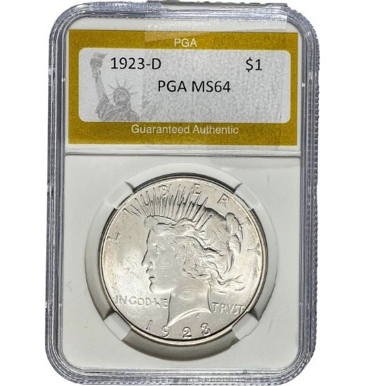 1923-D Peace Dollar PGA MS64 SILVER