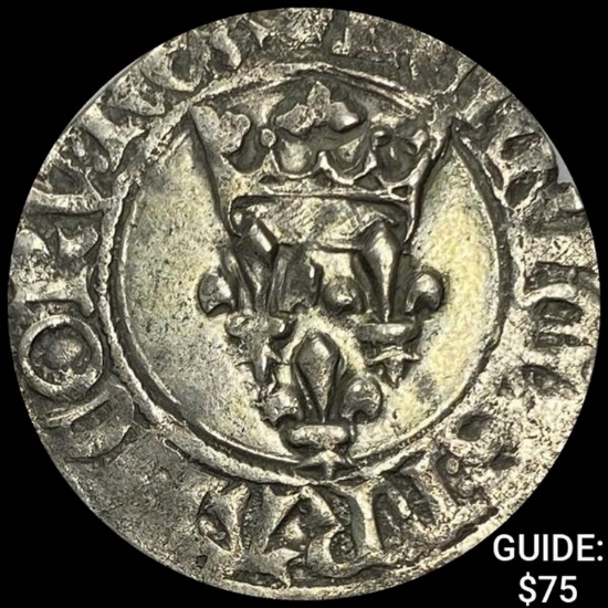 [1415-1422] France Charles VI Silver Gros NEARLY UNCIRCULATED