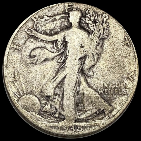 1938-D Silver Walking Liberty Half Dollar LIGHTLY CIRCULATED