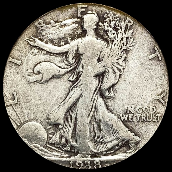1938-D Silver Half Dollar Walking Liberty LIGHTLY CIRCULATED