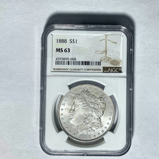 1888 Morgan Dollar NGC MS 63 SILVER