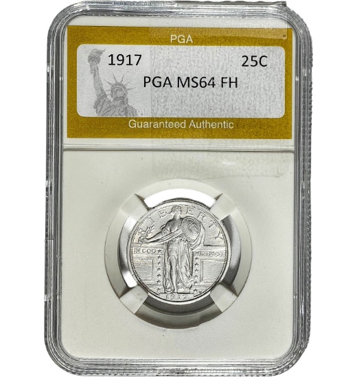 1917 25C Standing Liberty PGA MS64 FH