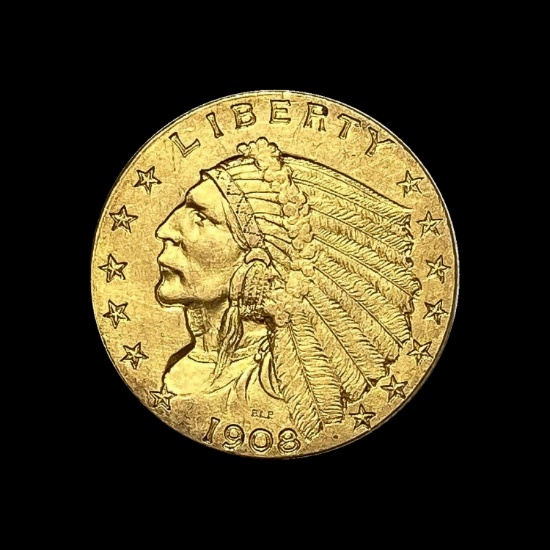 1908 Indian Head $2.5 Gold Quarter Eagle HIGH GRADE