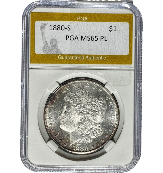 1880-S Morgan Dollar PGA MS65 PL SILVER
