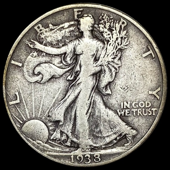 1938-D Silver Walking Liberty Half Dollar LIGHTLY CIRCULATED