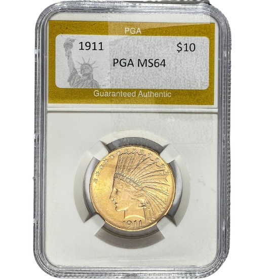 1911 $10 Gold Indian PGA MS64