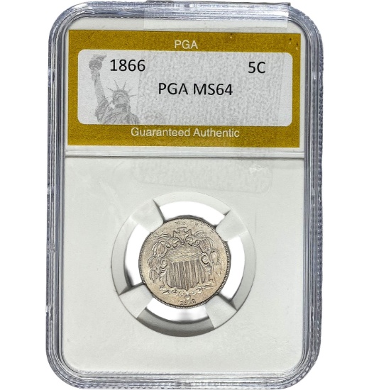 1866 Shield Nickel PGA MS64