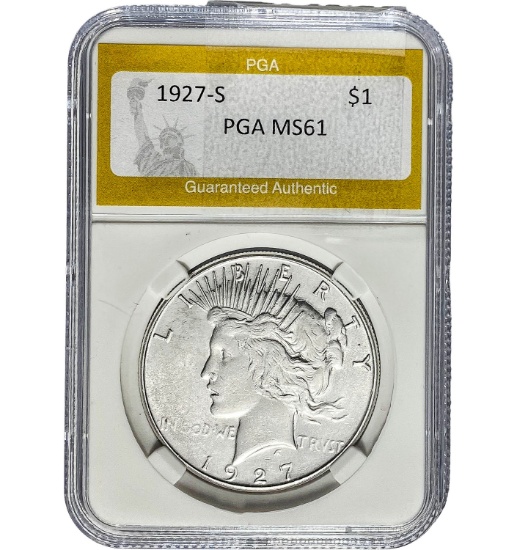 1927-S Peace Dollar PGA MS61 SILVER
